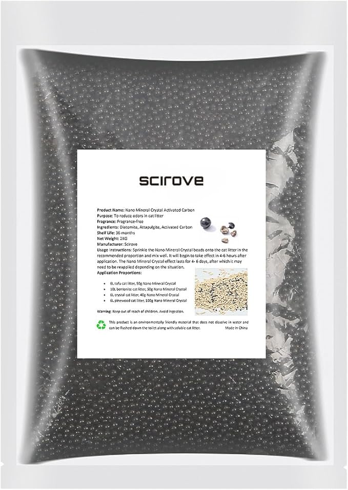 NOVUOR Premium Stainless Steel Litter Box — Odor-Free, Leak-Proof, with Lid -FREE Nano Mineral Crystal Activated Carbon Deodorizing Beads